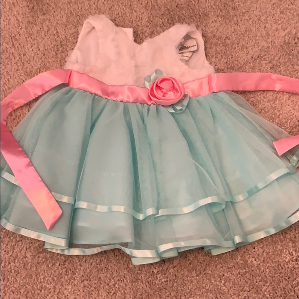 Mint, pink and white flowered dress